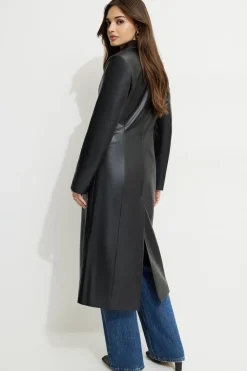Coats & Jackets | Classic Coats-Dynamite Faux Leather Blazer Coat Black