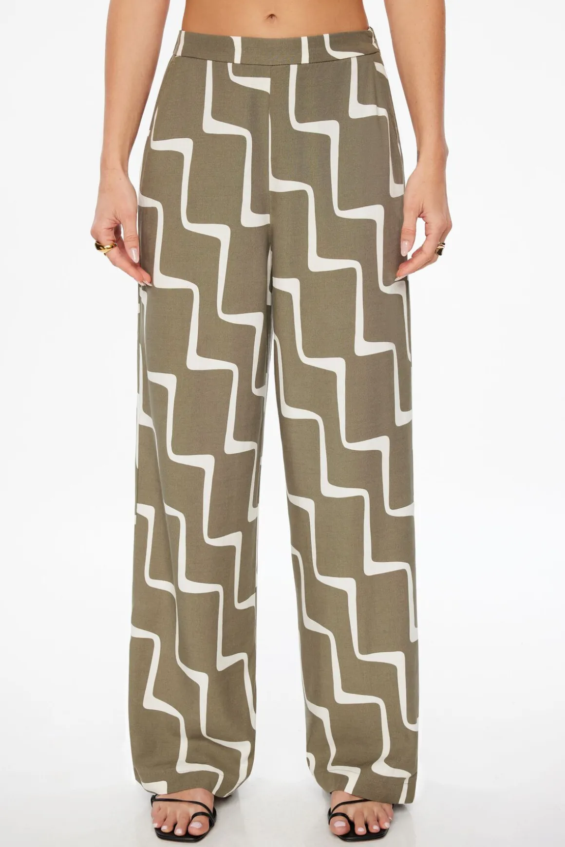 Pants | Wide Leg Pants-Dynamite Flo Wide Leg Linen Pants Green