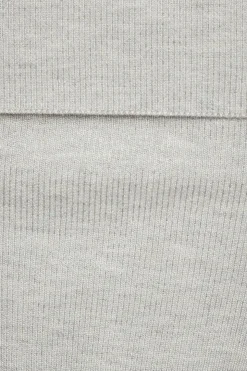 Sweaters & Cardigans | Sweaters-Dynamite Fold Over Off Shoulder Top Gray