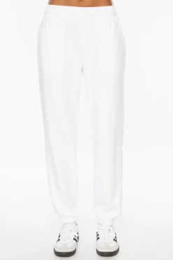 Pants-Dynamite French Terry Fleece Jogger Pants White