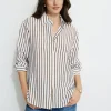 Blouses & Tops | Blouses & Tops-Dynamite Frida Airflow Stripe Shirt Brown