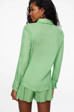 Blouses & Tops | Blouses & Tops-Dynamite Frida Crinkled Shirt Green