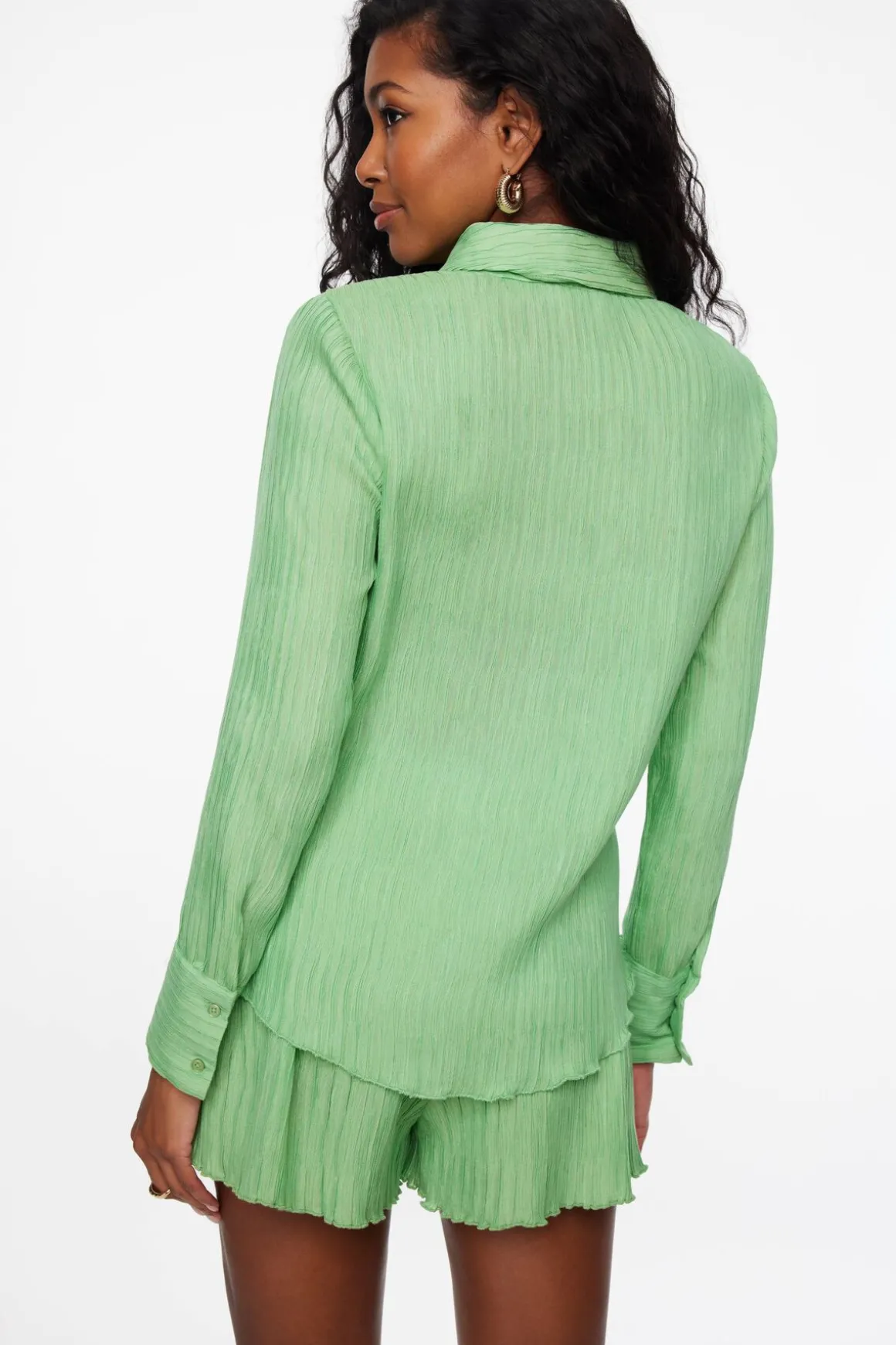 Blouses & Tops | Blouses & Tops-Dynamite Frida Crinkled Shirt Green