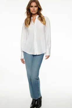 Blouses & Tops | Blouses & Tops-Dynamite Frida Oversized Airflow Shirt White