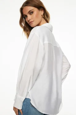 Blouses & Tops | Blouses & Tops-Dynamite Frida Oversized Airflow Shirt White