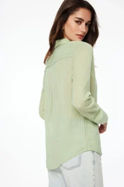Blouses & Tops | Blouses & Tops-Dynamite Frida Oversized Sheer Shirt Green