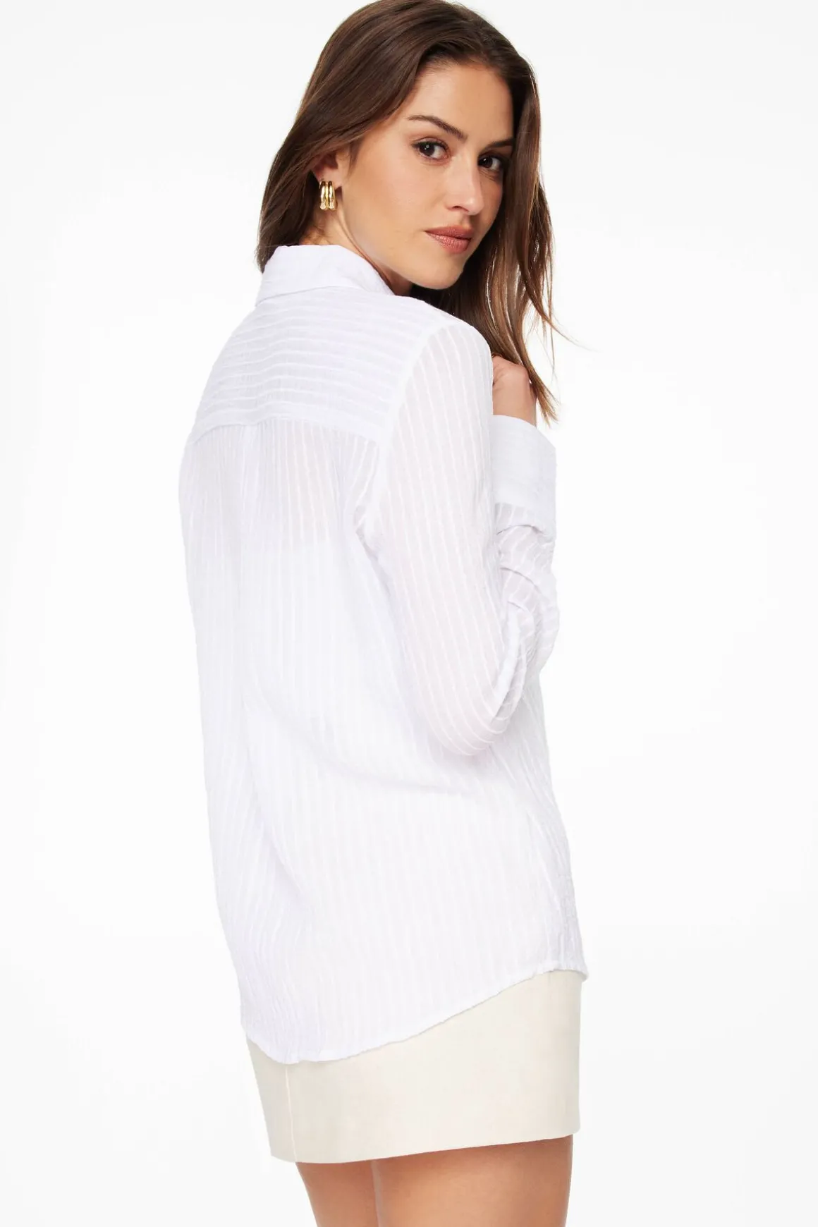 Blouses & Tops | Blouses & Tops-Dynamite Frida Oversized Sheer Shirt White