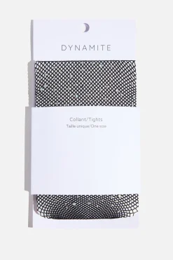 Socks & Tights-Dynamite Gem Fishnet Tights BLACK