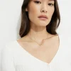 Necklaces-Dynamite Gem Knotted Bow Necklace White