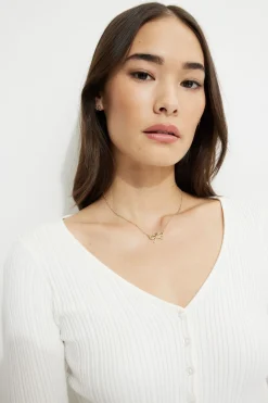 Necklaces-Dynamite Gem Knotted Bow Necklace White
