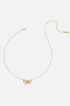 Necklaces-Dynamite Gem Knotted Bow Necklace White