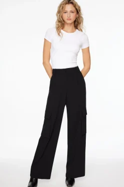 Pants | Wide Leg Pants-Dynamite Gemma Wide Leg Cargo Pants Black