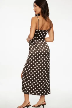 Dresses & Jumpsuits | Midi & Maxi Dresses-Dynamite Geneva Satin Slip Dress Brown