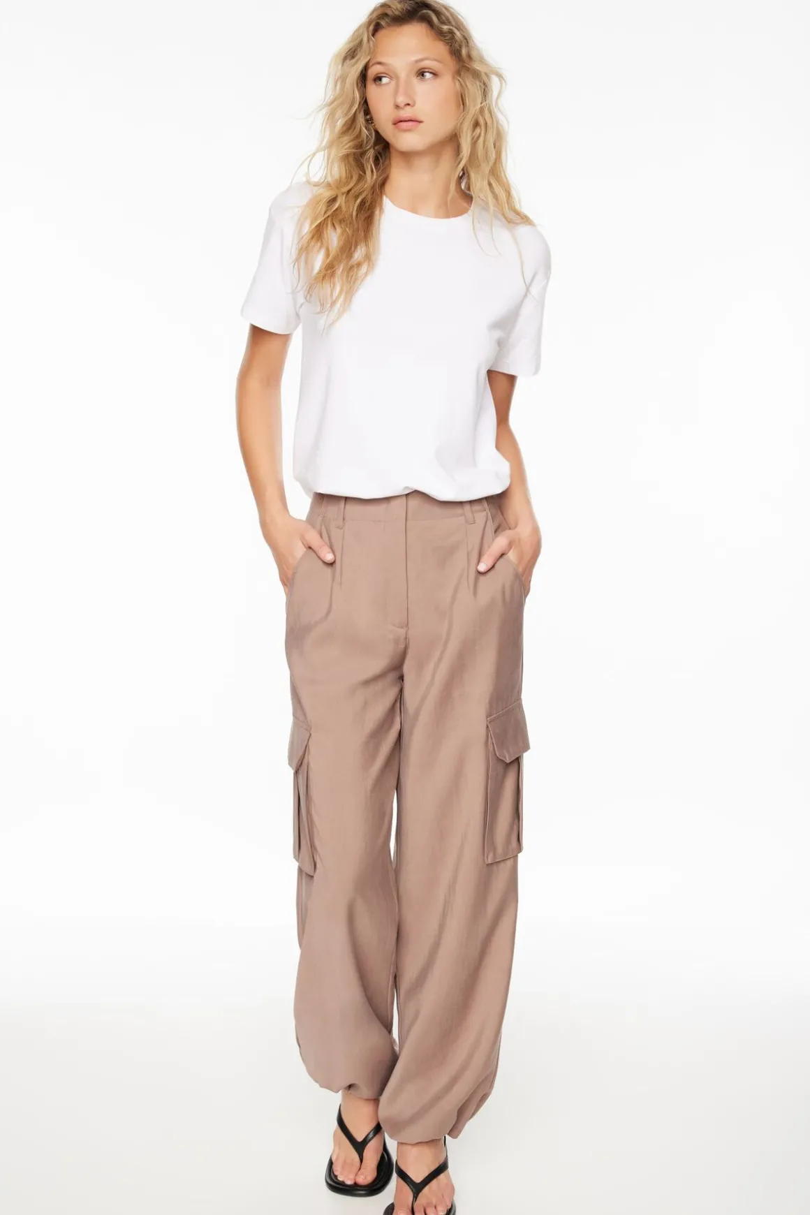 Pants | Straight Leg Pants-Dynamite Gia Cargo Parachute Pants Gray