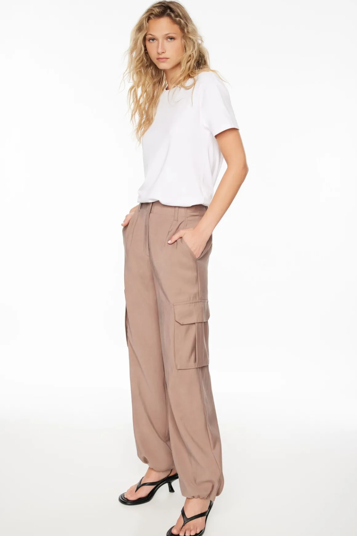 Pants | Straight Leg Pants-Dynamite Gia Cargo Parachute Pants Gray