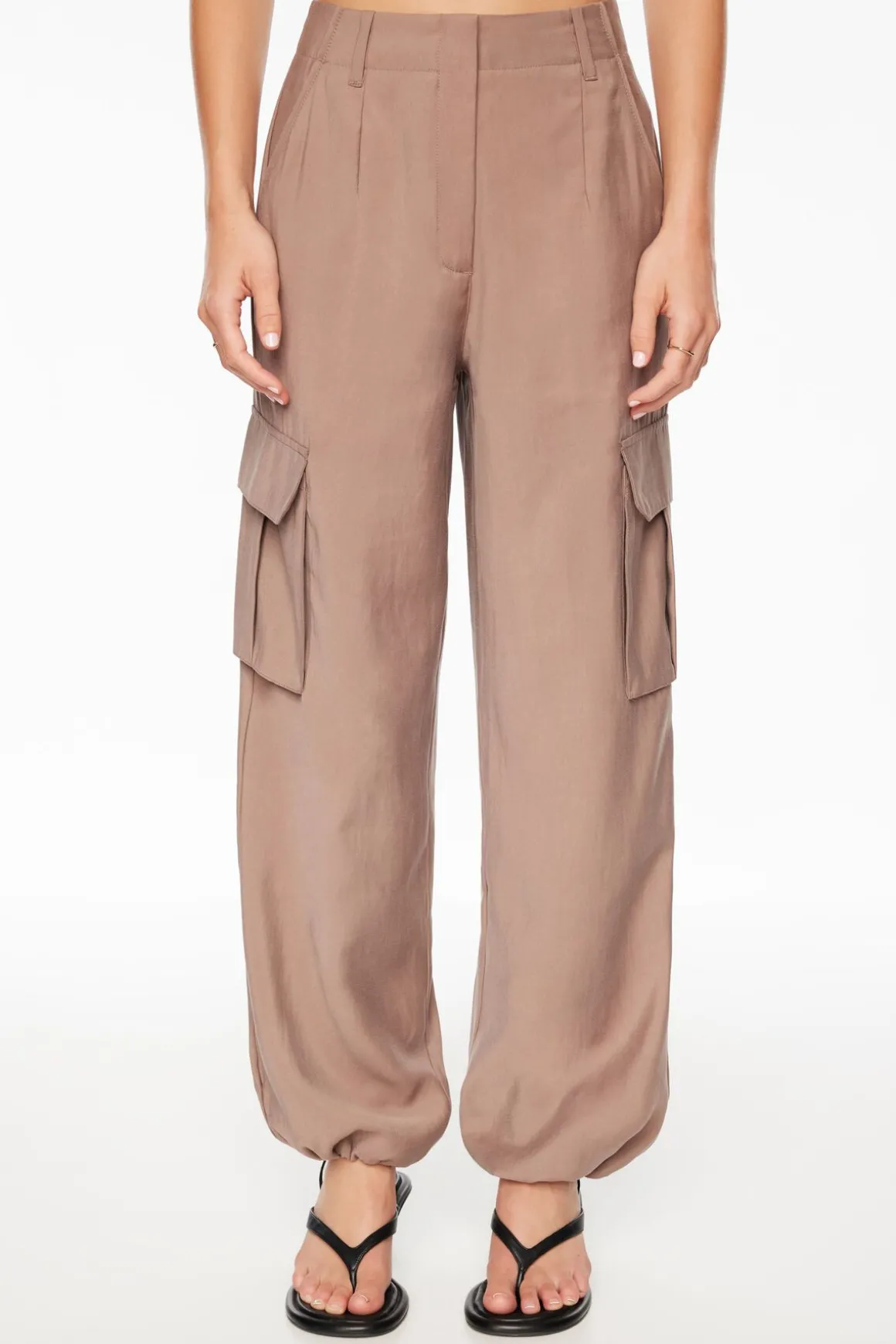 Pants | Straight Leg Pants-Dynamite Gia Cargo Parachute Pants Gray