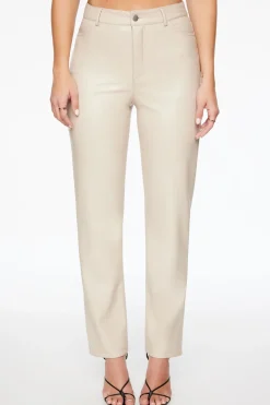 Pants | Straight Leg Pants-Dynamite Gisele Straight Leg Faux Leather Pants Gray