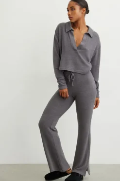 Pants-Dynamite Hacci Flared Pants Gray