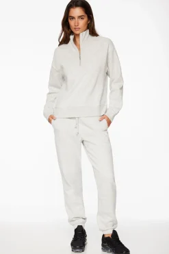 Long Sleeve Tops-Dynamite Half Zip Sweatshirt Gray