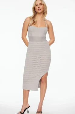 Dresses & Jumpsuits | Midi & Maxi Dresses-Dynamite Halter Knit Bodycon Midi Dress Gray