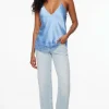 Blouses & Tops | Blouses & Tops-Dynamite Halter Lace Satin Top Blue