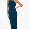 Dresses & Jumpsuits | Midi & Maxi Dresses-Dynamite Halter Pleated Maxi Dress Blue