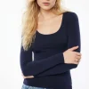 Tees & Tanks | Tees & Tanks-Dynamite Harlynn Long Sleeve Jersey Scoop Neck Top Blue