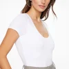 Tees & Tanks | Tees & Tanks-Dynamite Hayden Scoop Neck Bodysuit White