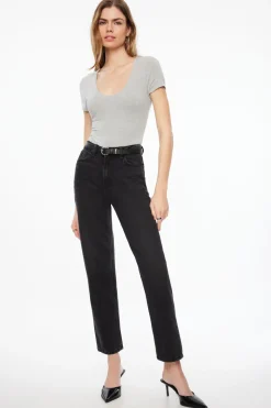 Tees & Tanks | Tees & Tanks-Dynamite Hayden Scoop Neck Bodysuit Grey