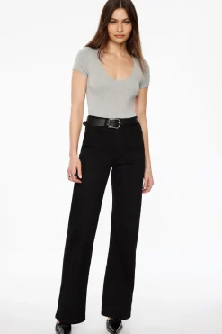Tees & Tanks | Tees & Tanks-Dynamite Hayden Scoop Neck Bodysuit Gray