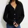 Sweaters & Cardigans | Bestsellers-Dynamite Heavenlyarn™ Abbey Jewel Button Cropped Cardigan Black