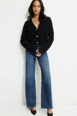 Sweaters & Cardigans | Bestsellers-Dynamite Heavenlyarn™ Abbey Jewel Button Cropped Cardigan Black