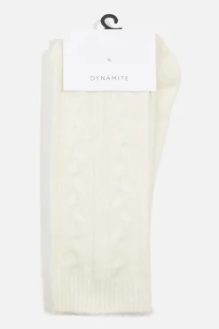 Socks & Tights-Dynamite Heavenlyarn™ Cable Knit Calf High Socks White