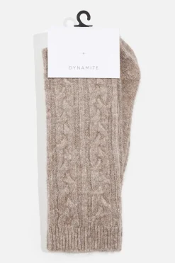 Socks & Tights-Dynamite Heavenlyarn™ Cable Knit Calf High Socks Brown