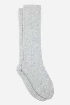 Socks & Tights-Dynamite Heavenlyarn™ Cable Knit Calf High Socks Gray
