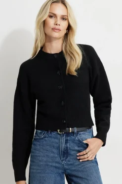 Sweaters & Cardigans | Sweaters-Dynamite Heavenlyarn™ Catherine Crewneck Cardigan Black