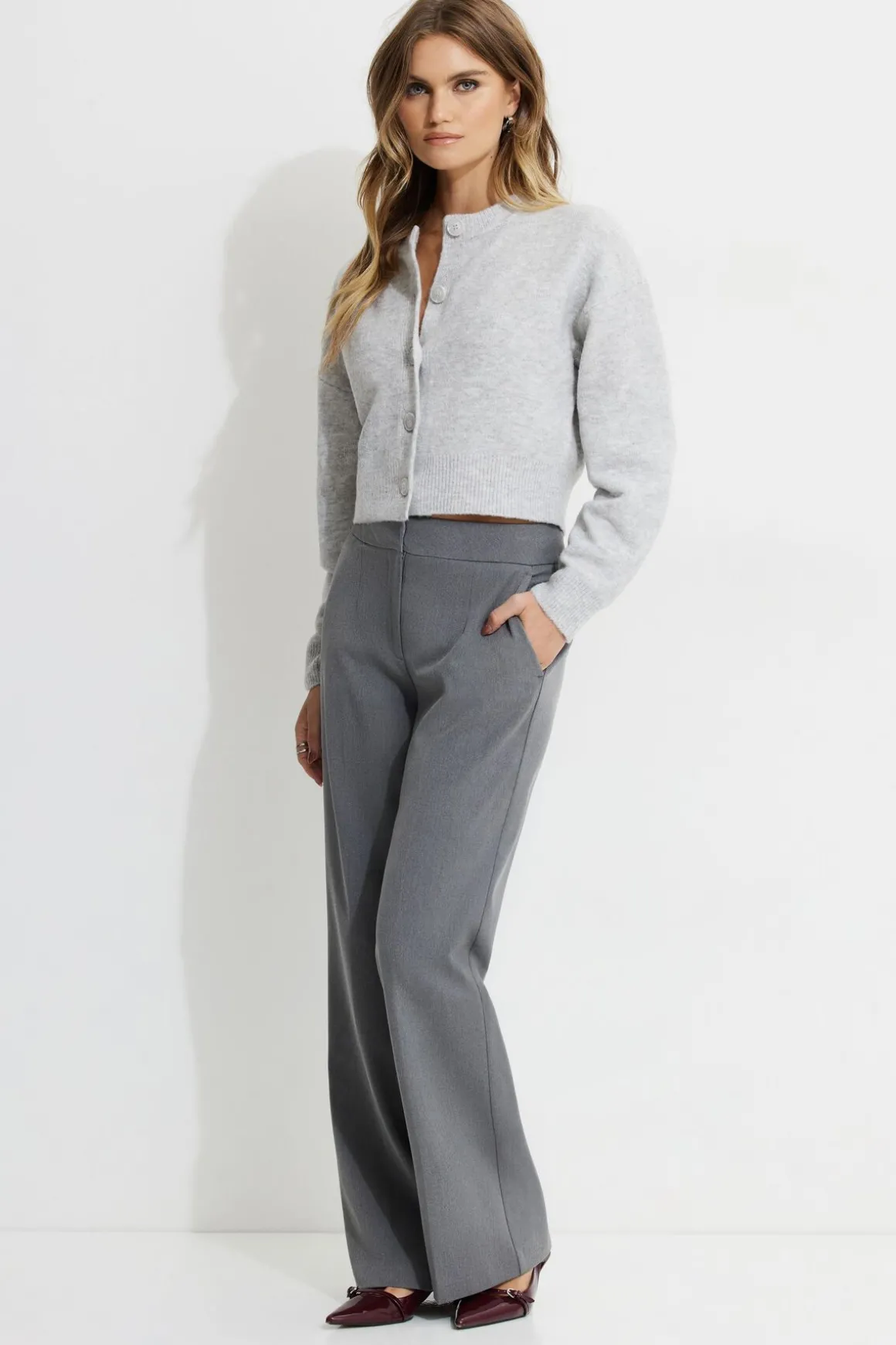Sweaters & Cardigans | Sweaters-Dynamite Heavenlyarn™ Catherine Crewneck Cardigan Grey