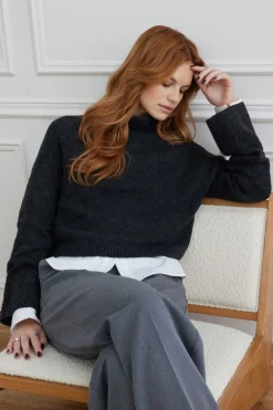 Sweaters-Dynamite Heavenlyarn™ Cropped Turtleneck Sweater Blue