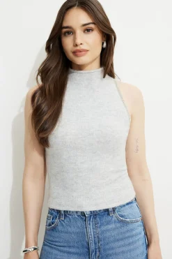 Sweaters & Cardigans | Sweaters-Dynamite Heavenlyarn™ Jewel Trim Tank Top Gray