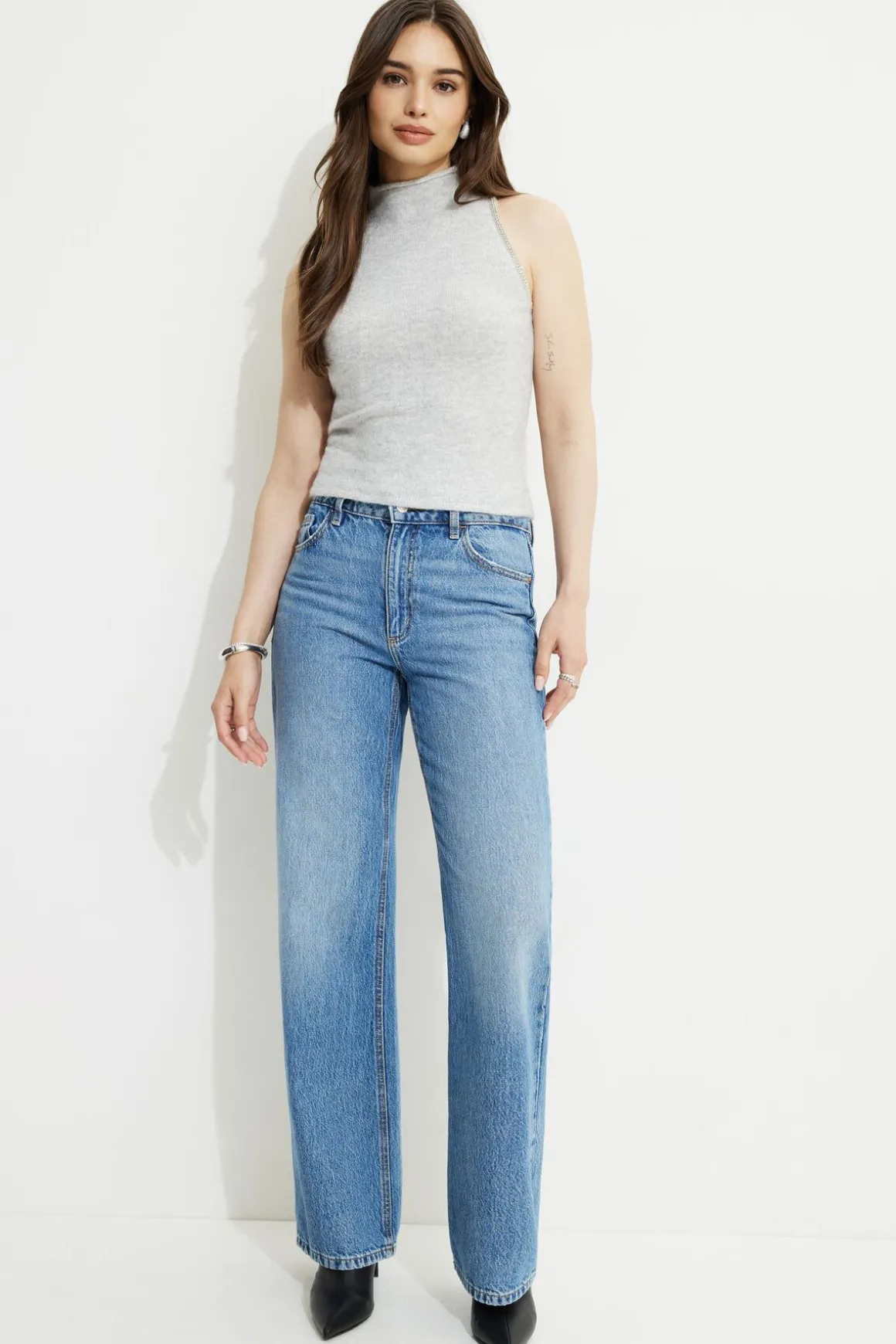 Sweaters & Cardigans | Sweaters-Dynamite Heavenlyarn™ Jewel Trim Tank Top Gray