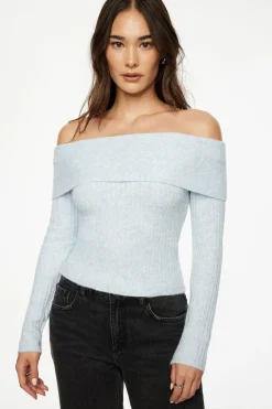 Sweaters | Long Sleeve Tops-Dynamite Heavenlyarn™ Laura Off Shoulder Sweater Blue