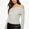 Sweaters & Cardigans | Sweaters-Dynamite Heavenlyarn™ Laura Off Shoulder Sweater Gray