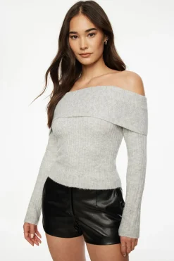 Sweaters & Cardigans | Sweaters-Dynamite Heavenlyarn™ Laura Off Shoulder Sweater Gray