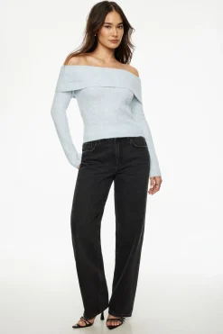 Sweaters | Long Sleeve Tops-Dynamite Heavenlyarn™ Laura Off Shoulder Sweater Blue