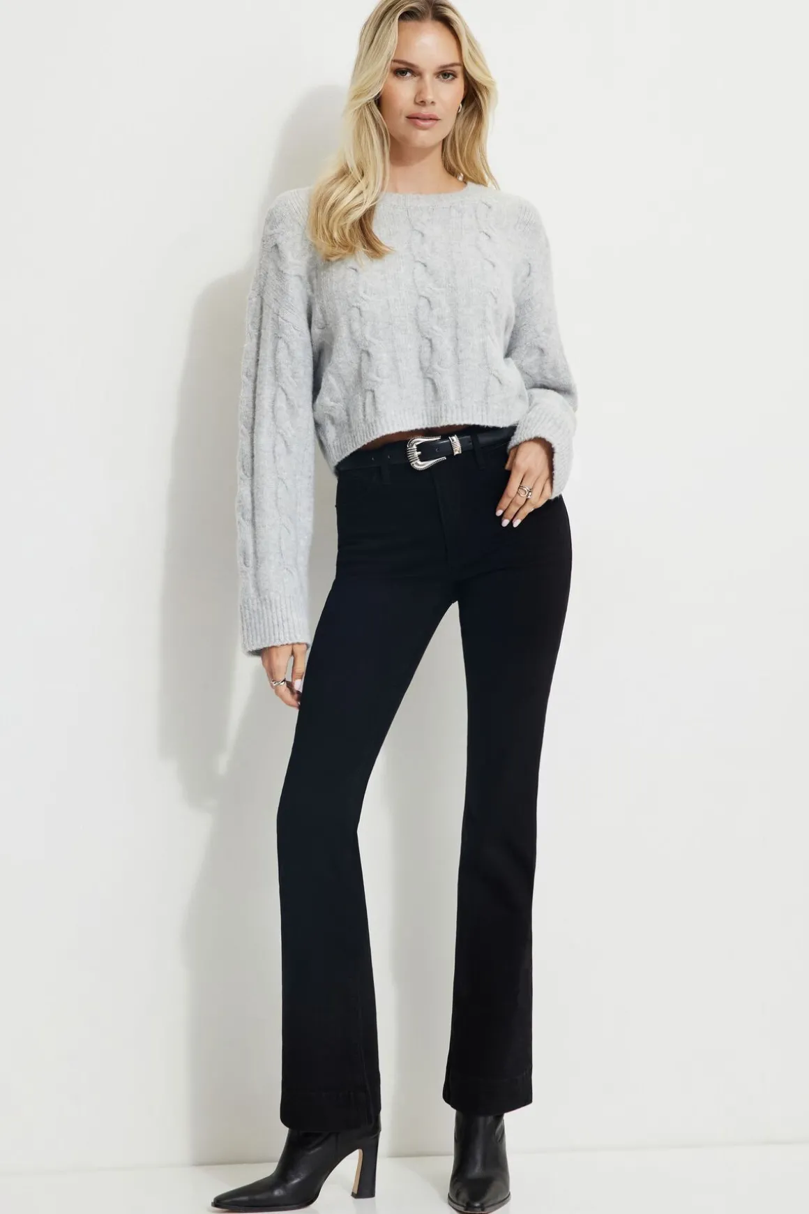 Sweaters & Cardigans | Sweaters-Dynamite Heavenlyarn™ Luana Cable Knit Sweater Gray