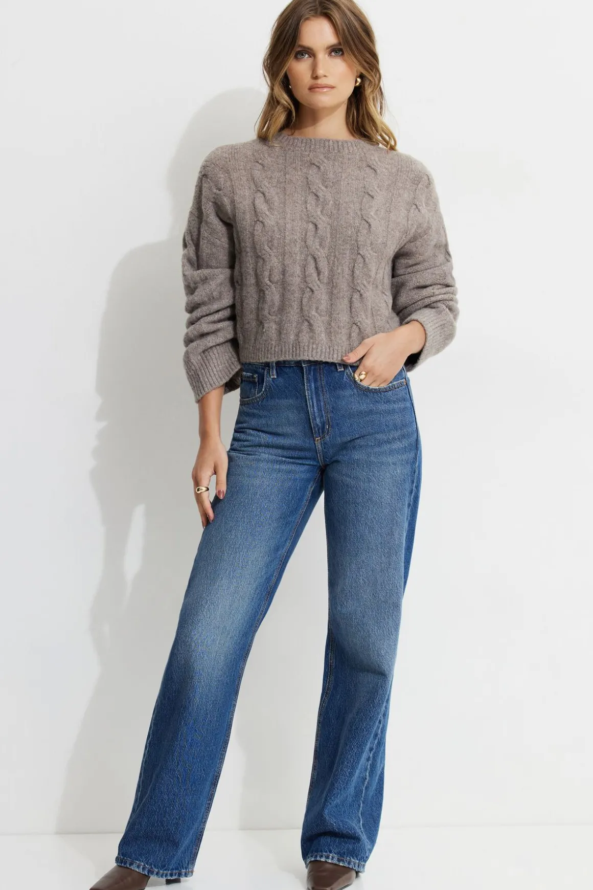 Sweaters & Cardigans | Sweaters-Dynamite Heavenlyarn™ Luana Cable Knit Sweater Brown