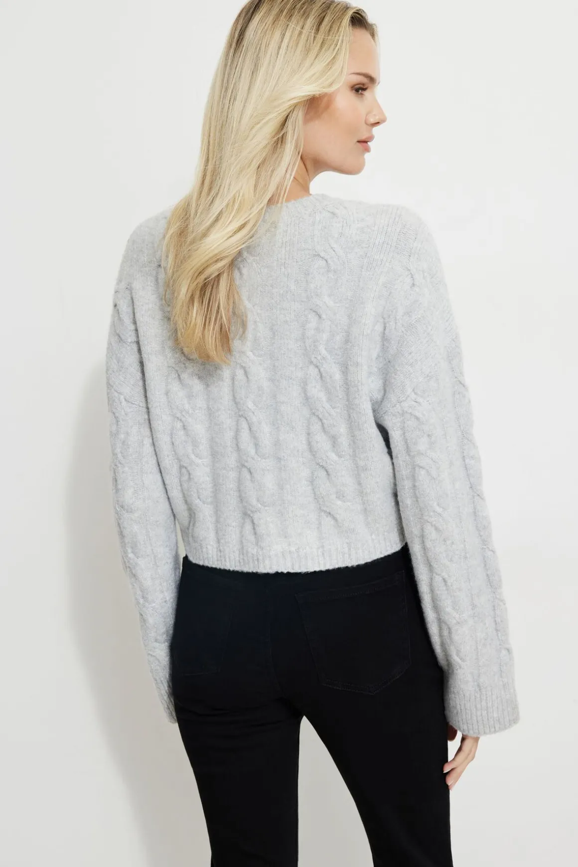 Sweaters & Cardigans | Sweaters-Dynamite Heavenlyarn™ Luana Cable Knit Sweater Gray