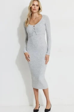 Dresses & Jumpsuits | Matching Sets-Dynamite Heavenlyarn™ Midi Dress Gray