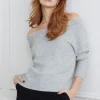 Sweaters | Long Sleeve Tops-Dynamite Heavenlyarn™ Off Shoulder Sweater Gray