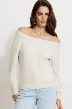 Sweaters | Long Sleeve Tops-Dynamite Heavenlyarn™ Off Shoulder Sweater Brown